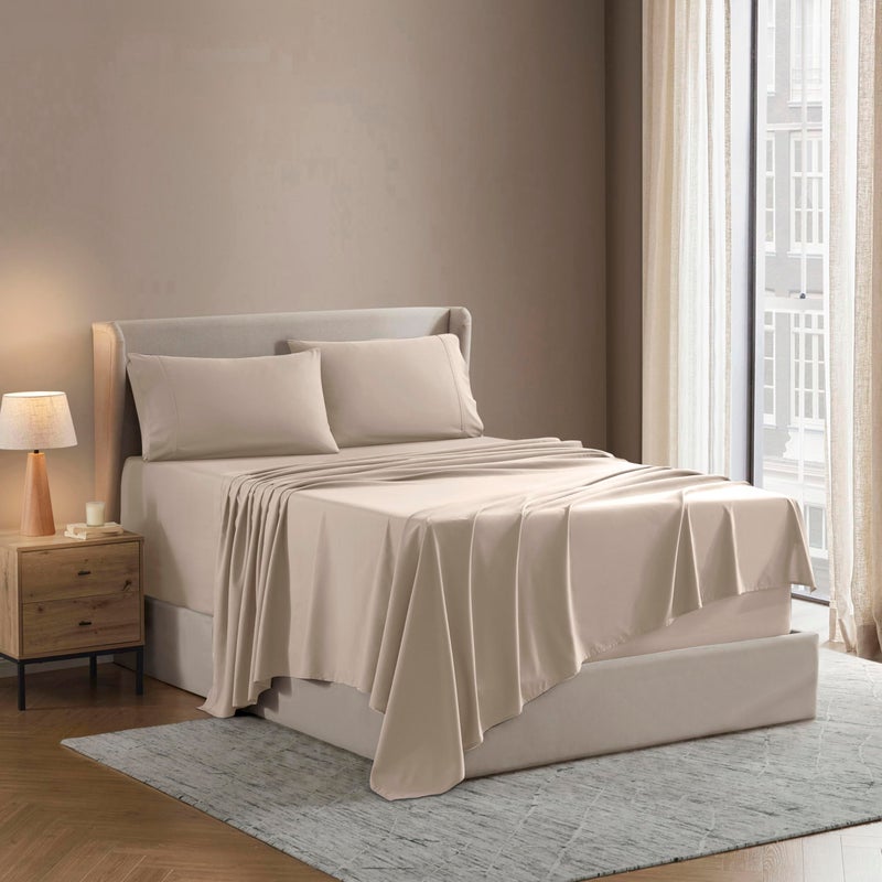 Nestl Short Queen Sheet Set - 1800 Ultra-Soft Microfiber - Double Brushed - Deep Pockets - Easy Fit - 4 Piece Set - Bed Sheets (Short Queen, Beige Cream) - Image 1